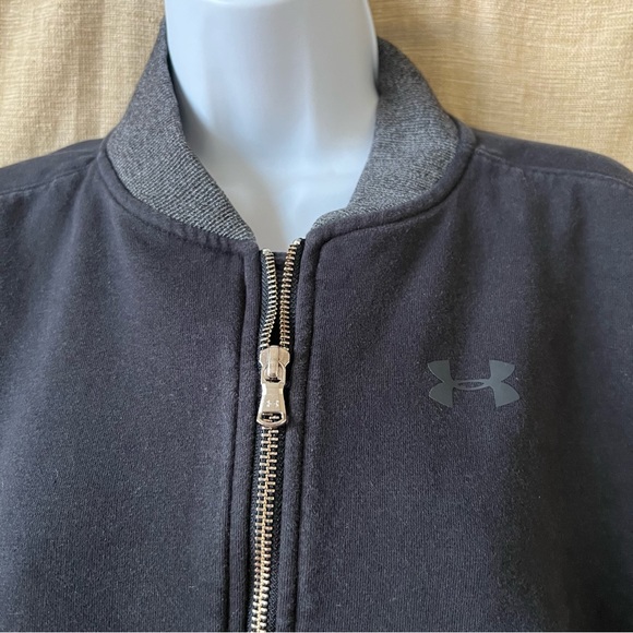 Under Armour threadborne fleece baseball bomber jacket Black Nice!! S - Picture 3 of 12